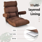Adjustable Folding Sofa Chair with 6-Position Backrest and Cushions