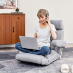 Adjustable Folding Sofa Chair with 6-Position Backrest and Cushions