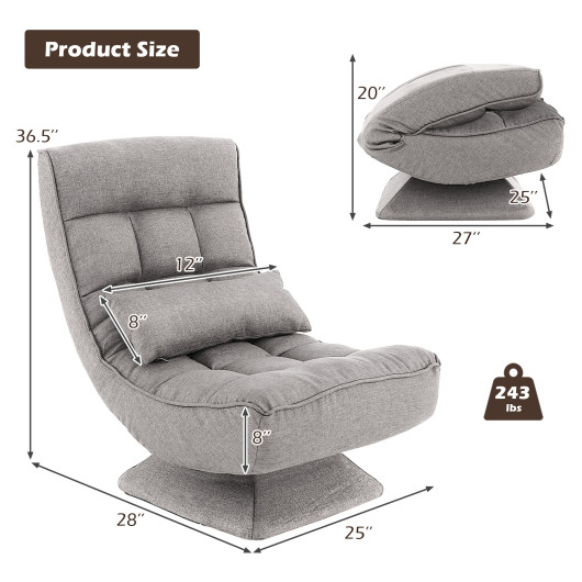 Adjustable Swivel Floor Chair with Massage Pillow and Lumbar Support - Image 12