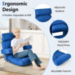 Adjustable Folding Sofa Chair with 6-Position Backrest and Cushions