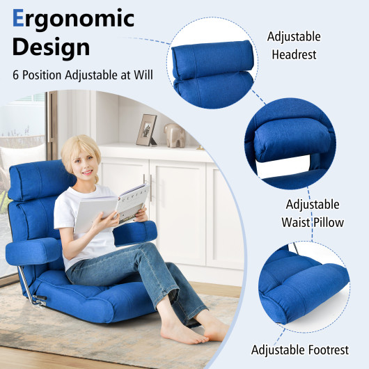 Adjustable Folding Sofa Chair with 6-Position Backrest and Cushions - Image 5