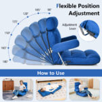 Adjustable Folding Sofa Chair with 6-Position Backrest and Cushions