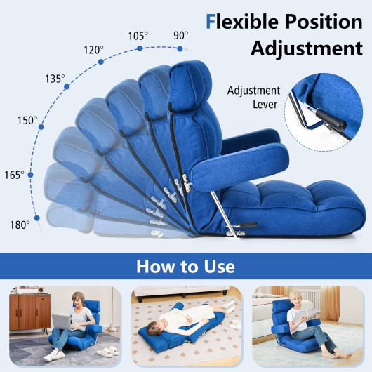 Adjustable Folding Sofa Chair with 6-Position Backrest and Cushions - Image 6