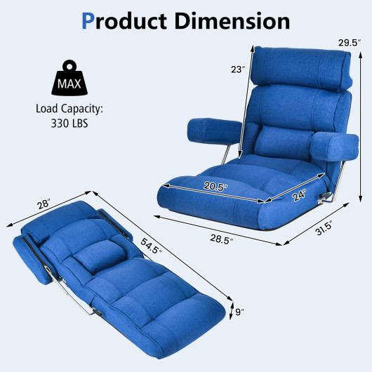 Adjustable Folding Sofa Chair with 6-Position Backrest and Cushions - Image 4