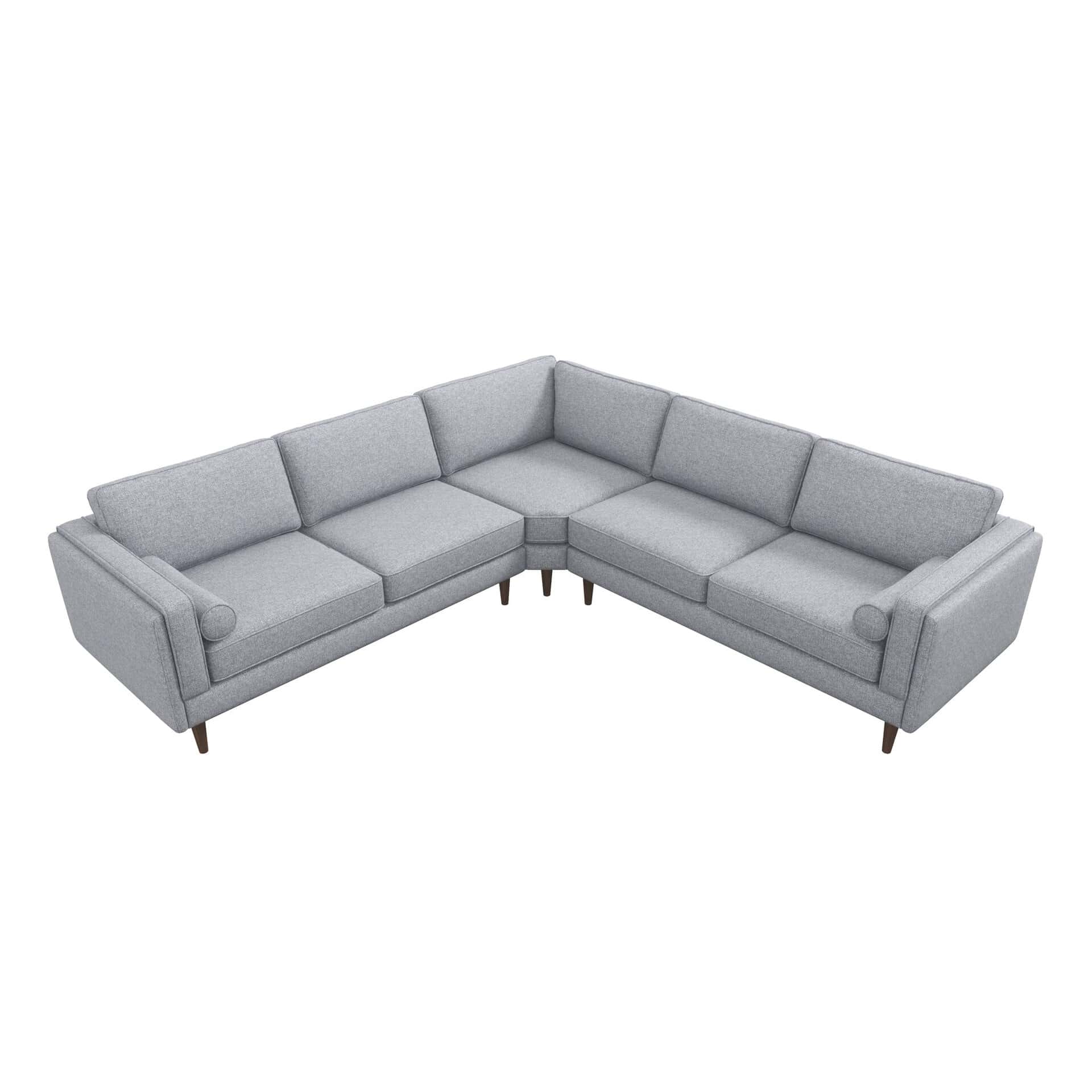 Light Grey Fabric Corner Sectional Sofa with Mid-Century Design