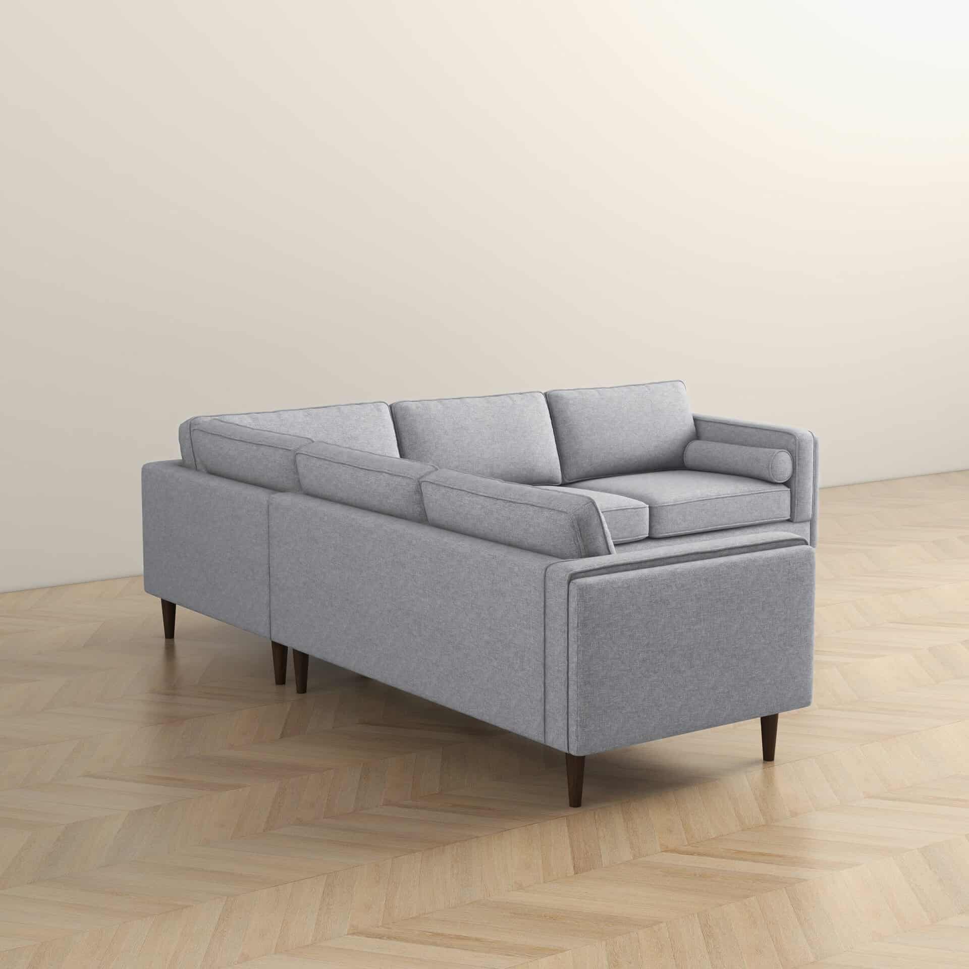 Light Grey Fabric Corner Sectional Sofa with Mid-Century Design