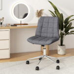 Armless Upholstered Office Chair with Adjustable Height and Wheels