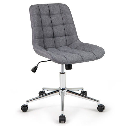 Armless Upholstered Office Chair with Adjustable Height and Wheels - Image 3