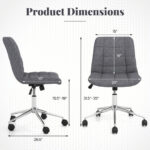 Armless Upholstered Office Chair with Adjustable Height and Wheels
