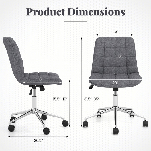 Armless Upholstered Office Chair with Adjustable Height and Wheels - Image 4