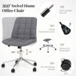 Armless Upholstered Office Chair with Adjustable Height and Wheels