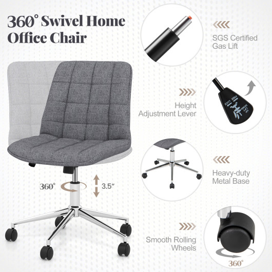 Armless Upholstered Office Chair with Adjustable Height and Wheels - Image 5