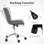Armless Upholstered Office Chair with Adjustable Height and Wheels