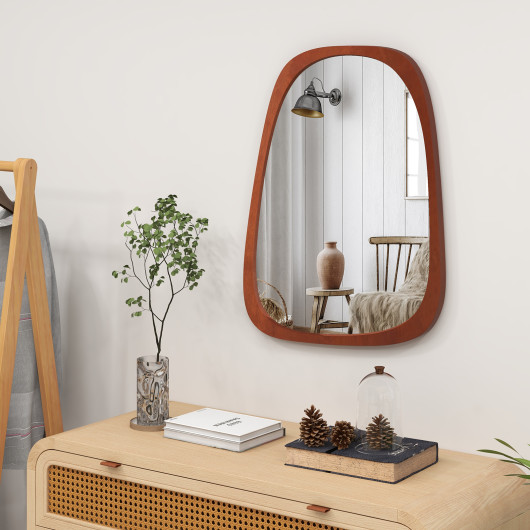 Rustic Irregular Wall Mirror with Natural Frame and Versatile Hanging