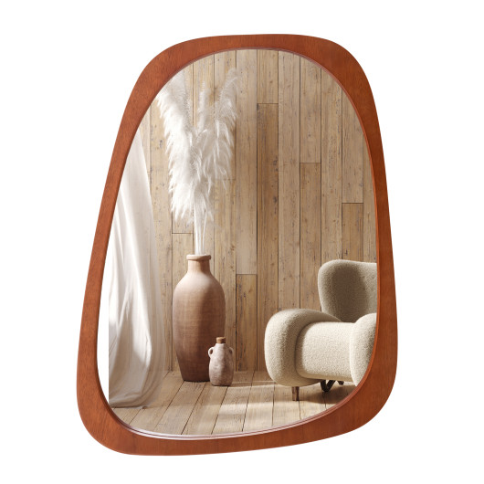 Rustic Irregular Wall Mirror with Natural Frame and Versatile Hanging