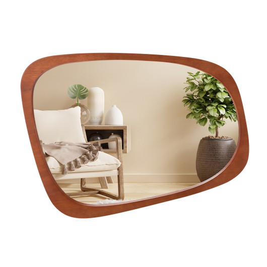 Rustic Irregular Wall Mirror with Natural Frame and Versatile Hanging