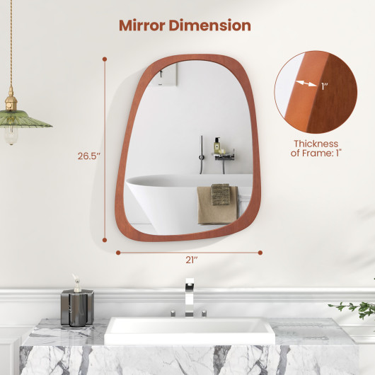 Rustic Irregular Wall Mirror with Natural Frame and Versatile Hanging