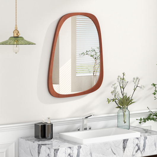 Rustic Irregular Wall Mirror with Natural Frame and Versatile Hanging