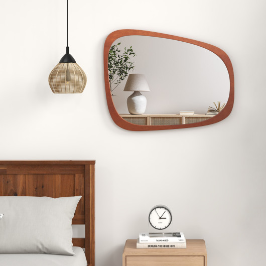 Rustic Irregular Wall Mirror with Natural Frame and Versatile Hanging