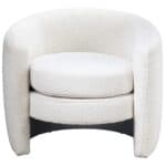 White Boucle Modern Lounge Chair with Rounded Contour