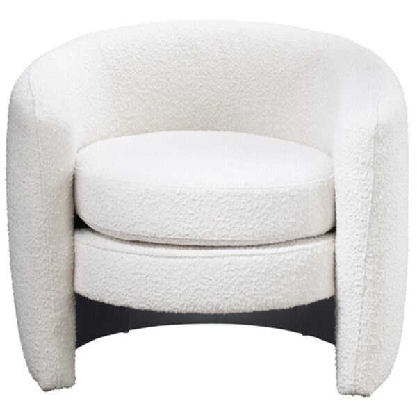White Boucle Modern Lounge Chair with Rounded Contour