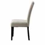 Modern Beige Cream Upholstered Dining Chairs with Black Wood Legs (Set of 2)
