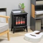 Black Electric Fireplace Heater with Realistic LED Log Flame