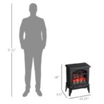 Black Electric Fireplace Heater with Realistic LED Log Flame