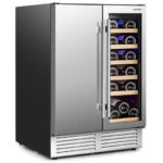 Dual Zone Beverage and Wine Cooler with LED Lighting