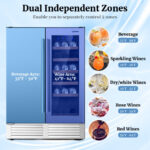 Dual Zone Beverage and Wine Cooler with LED Lighting
