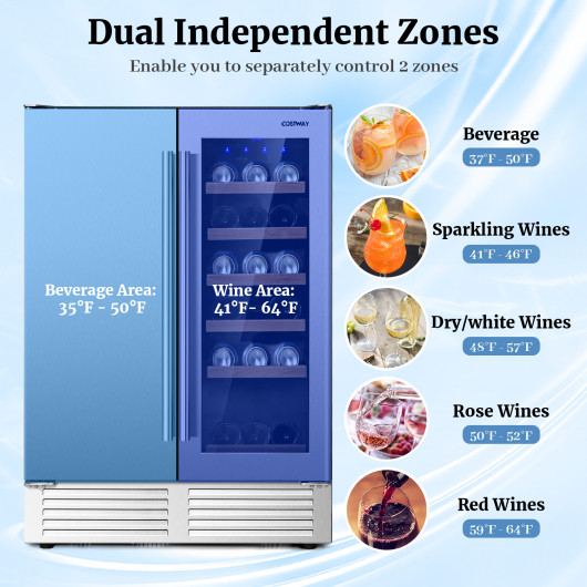 Dual Zone Beverage and Wine Cooler with LED Lighting - Image 6