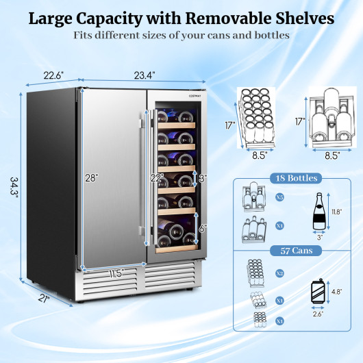 Dual Zone Beverage and Wine Cooler with LED Lighting - Image 5