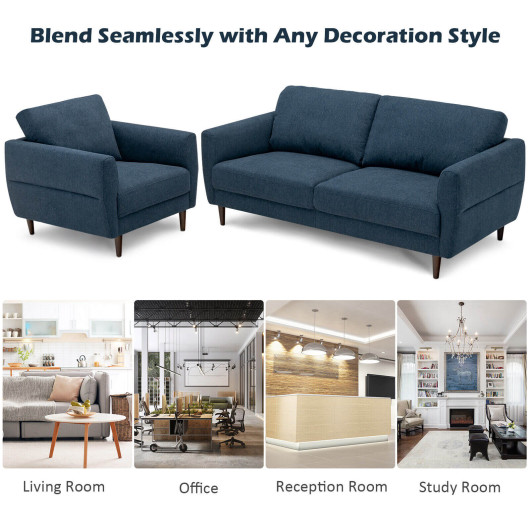 Upholstered Sofa and Chair Set with Removable Cushion Covers (Set of 2)
