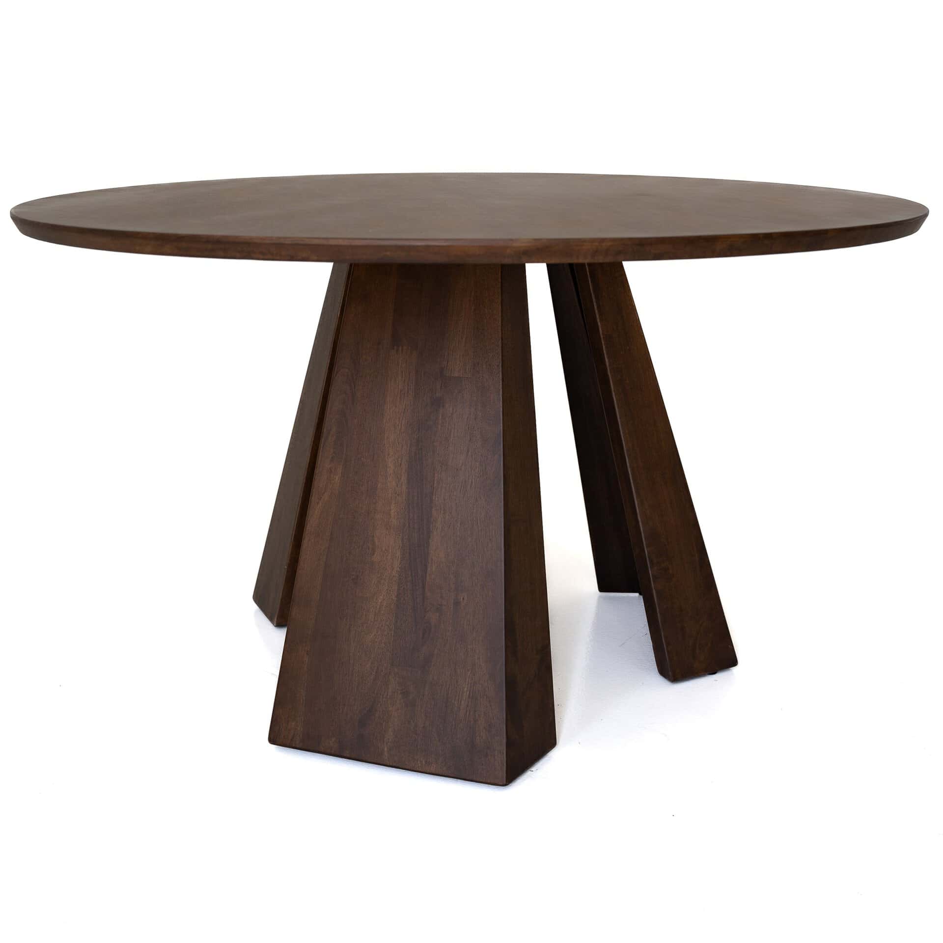 Brown Wood Round Dining Table with Pedestal Base