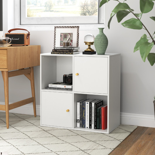 Compact 3-Tier Bookcase with Cabinets and Anti-Tipping Kits