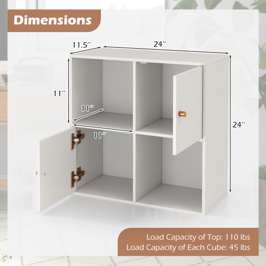 Compact 3-Tier Bookcase with Cabinets and Anti-Tipping Kits
