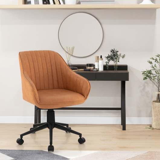 Ergonomic Brown Office Chair with Curved Backrest and Armrests