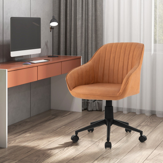 Ergonomic Brown Office Chair with Curved Backrest and Armrests