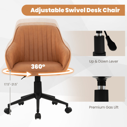 Ergonomic Brown Office Chair with Curved Backrest and Armrests