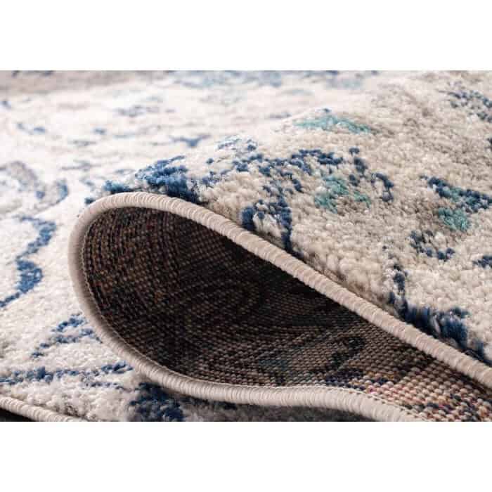 Coastal Blue Grey Damask Indoor Rug 5'1 x 7'6