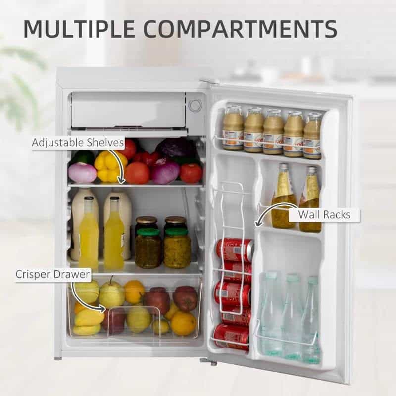 Compact Mini Fridge Freezer 3.2 Cu. Ft Adjustable White - Image 2