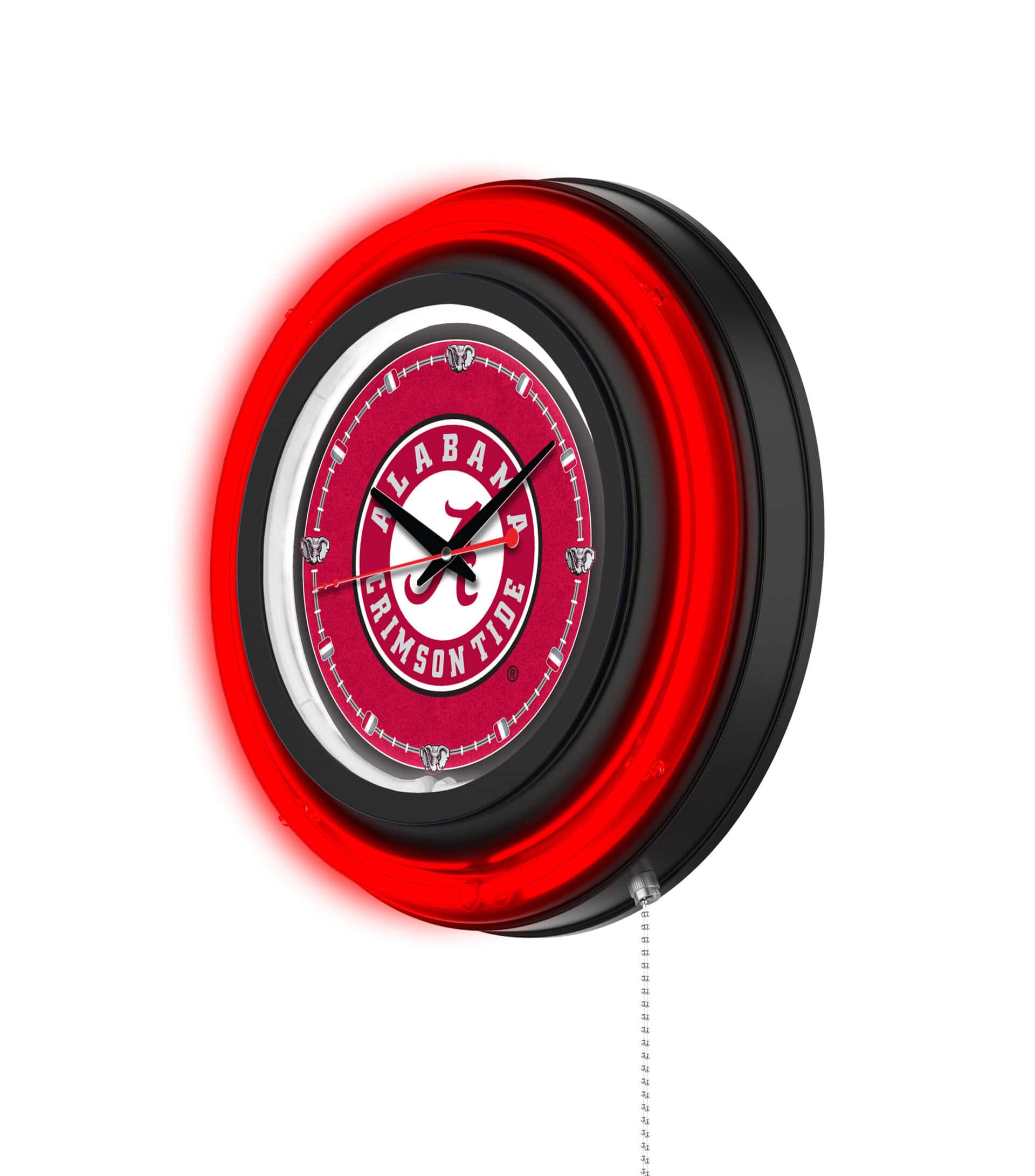 University of Alabama (Script A) 15-Inch Neon Logo Clock in Black