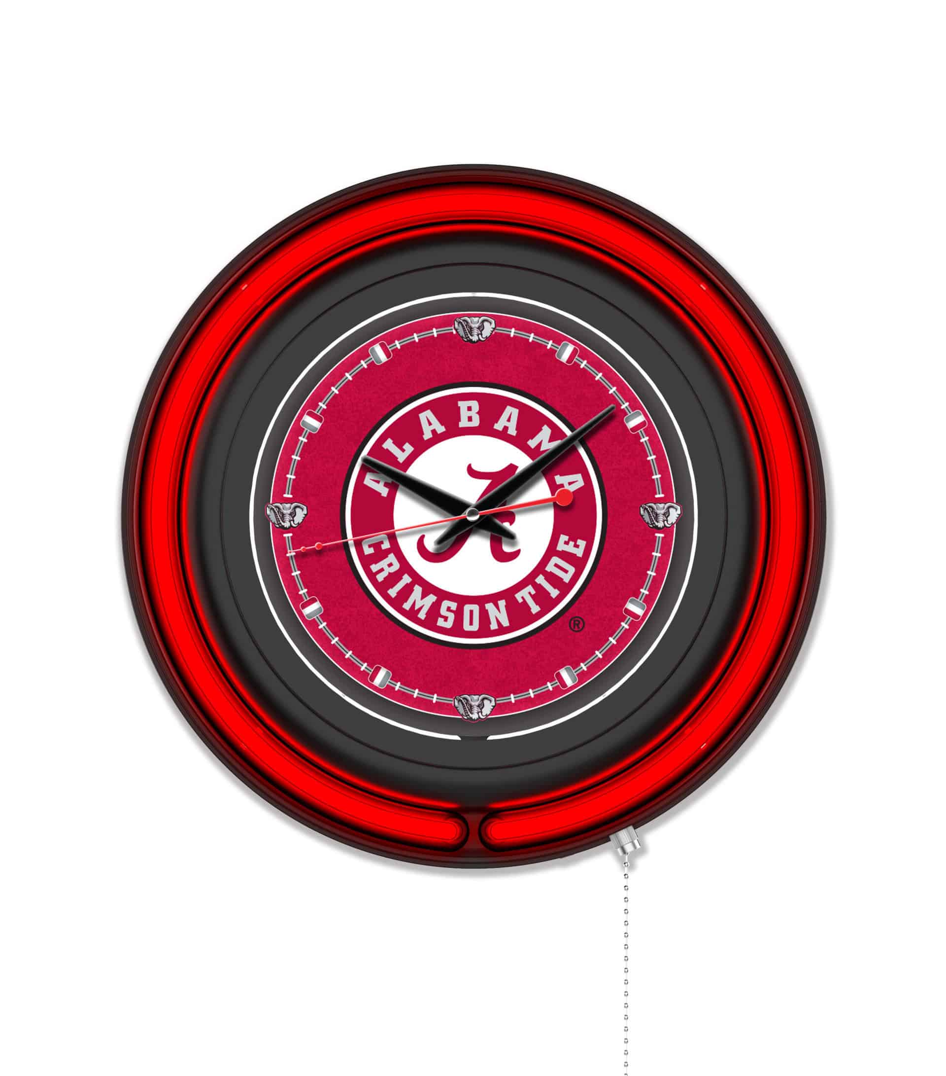 University of Alabama (Script A) 15-Inch Neon Logo Clock in Black