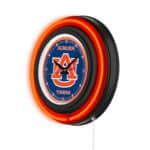 Auburn University 15-Inch Neon Logo Clock in Black