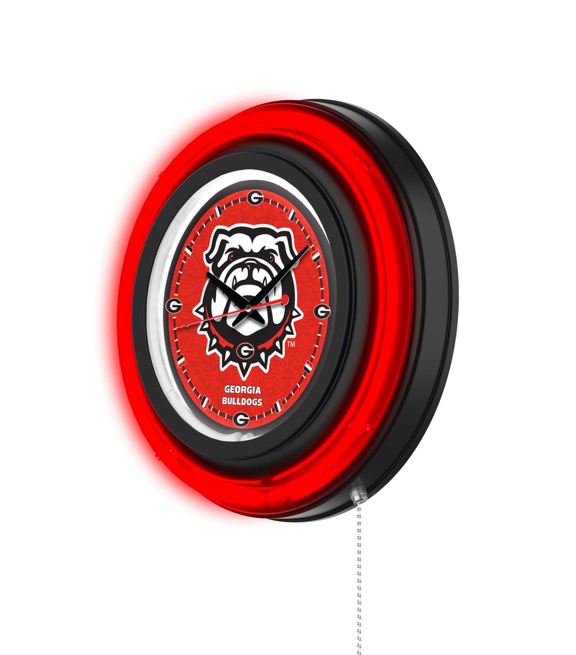 University of Georgia (Bulldog) 15-Inch Neon Logo Clock in Black