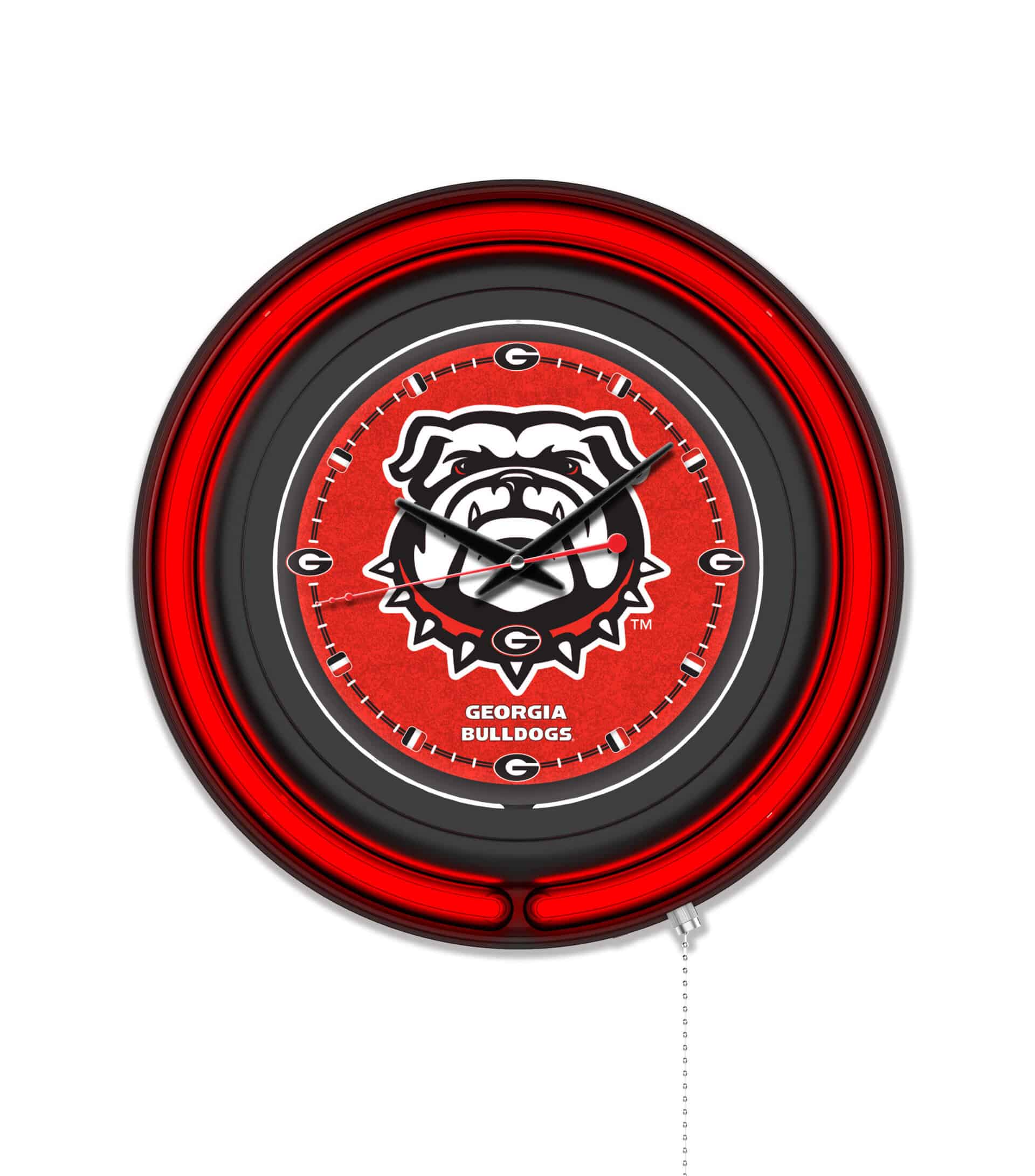 University of Georgia (Bulldog) 15-Inch Neon Logo Clock in Black