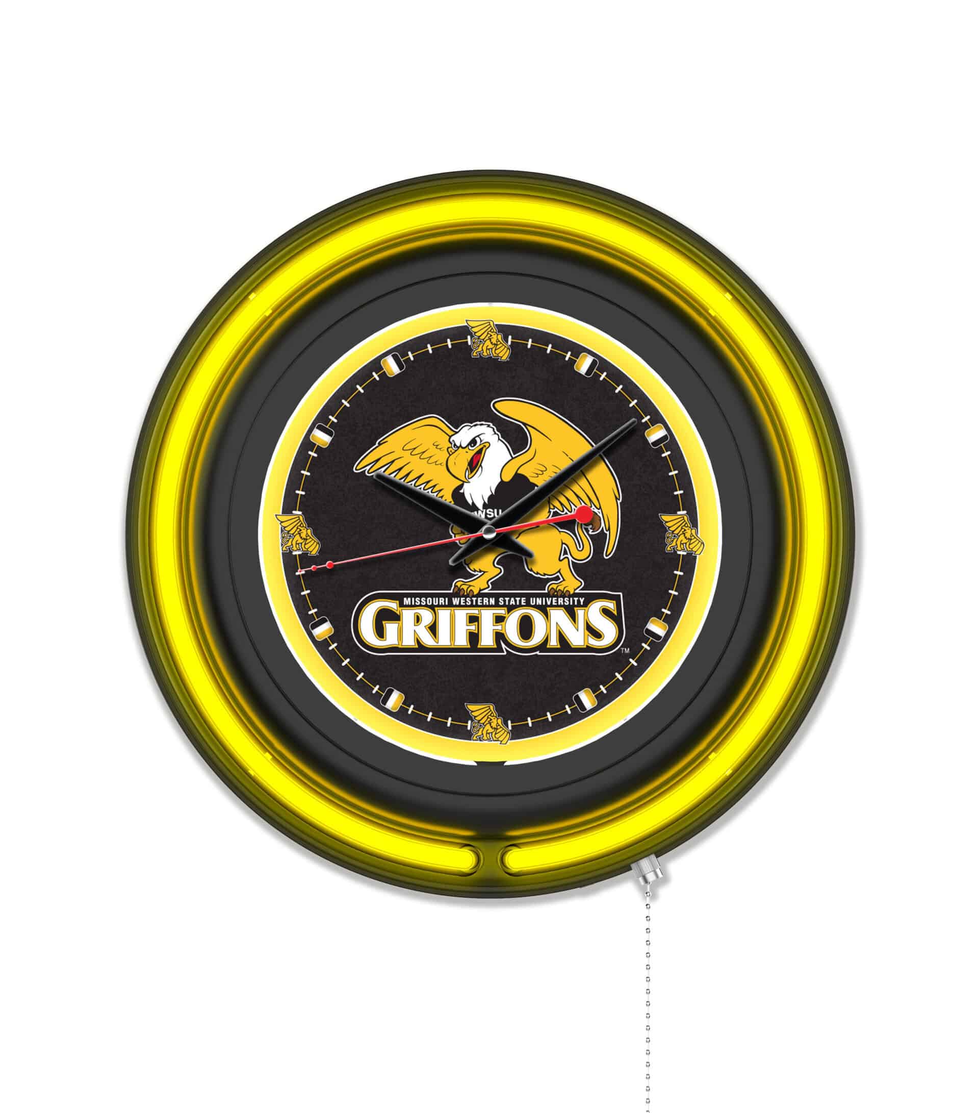 Missouri Western State University 15-Inch Neon Logo Clock in Black