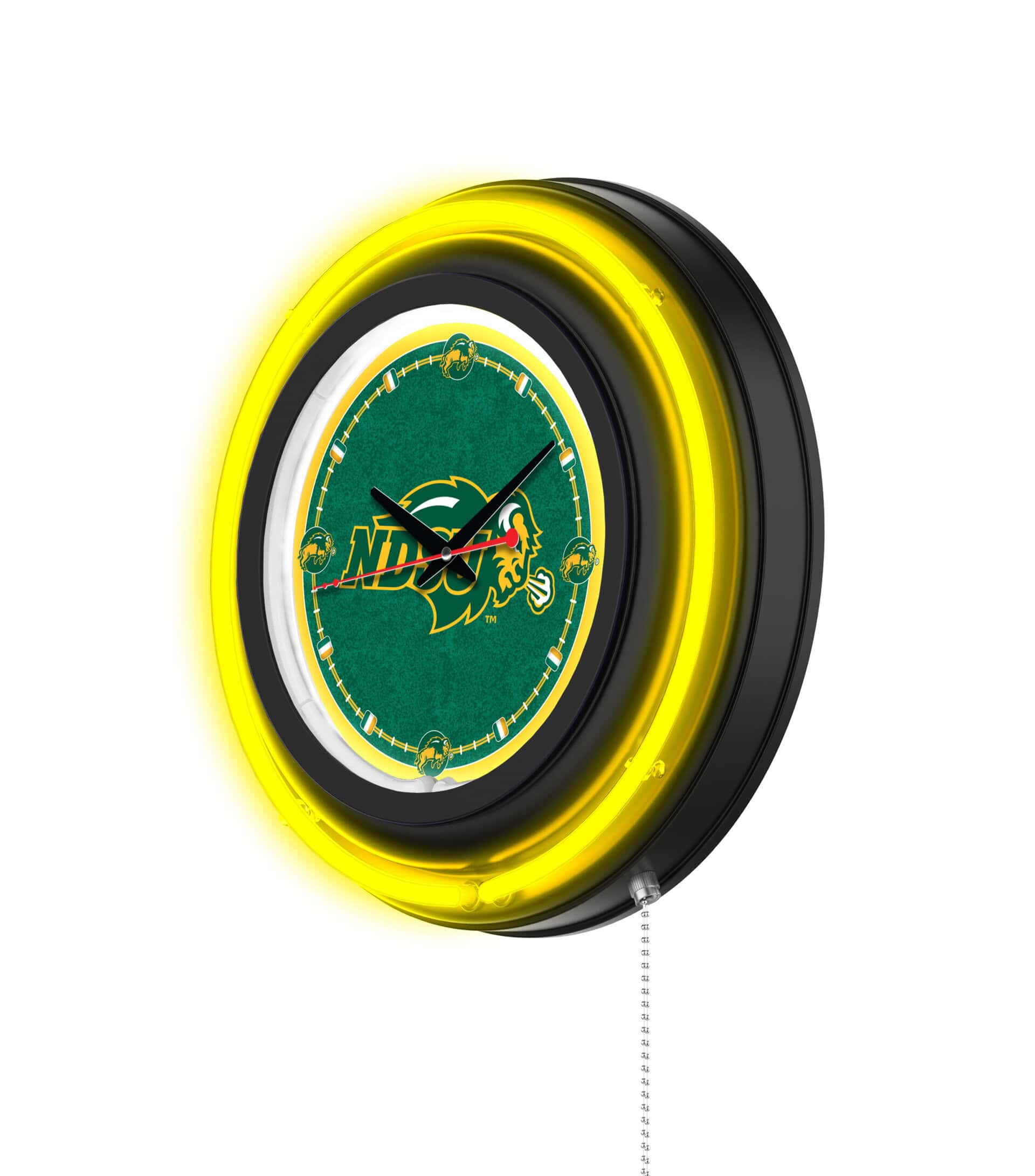 North Dakota State University 15-Inch Neon Logo Clock in Black
