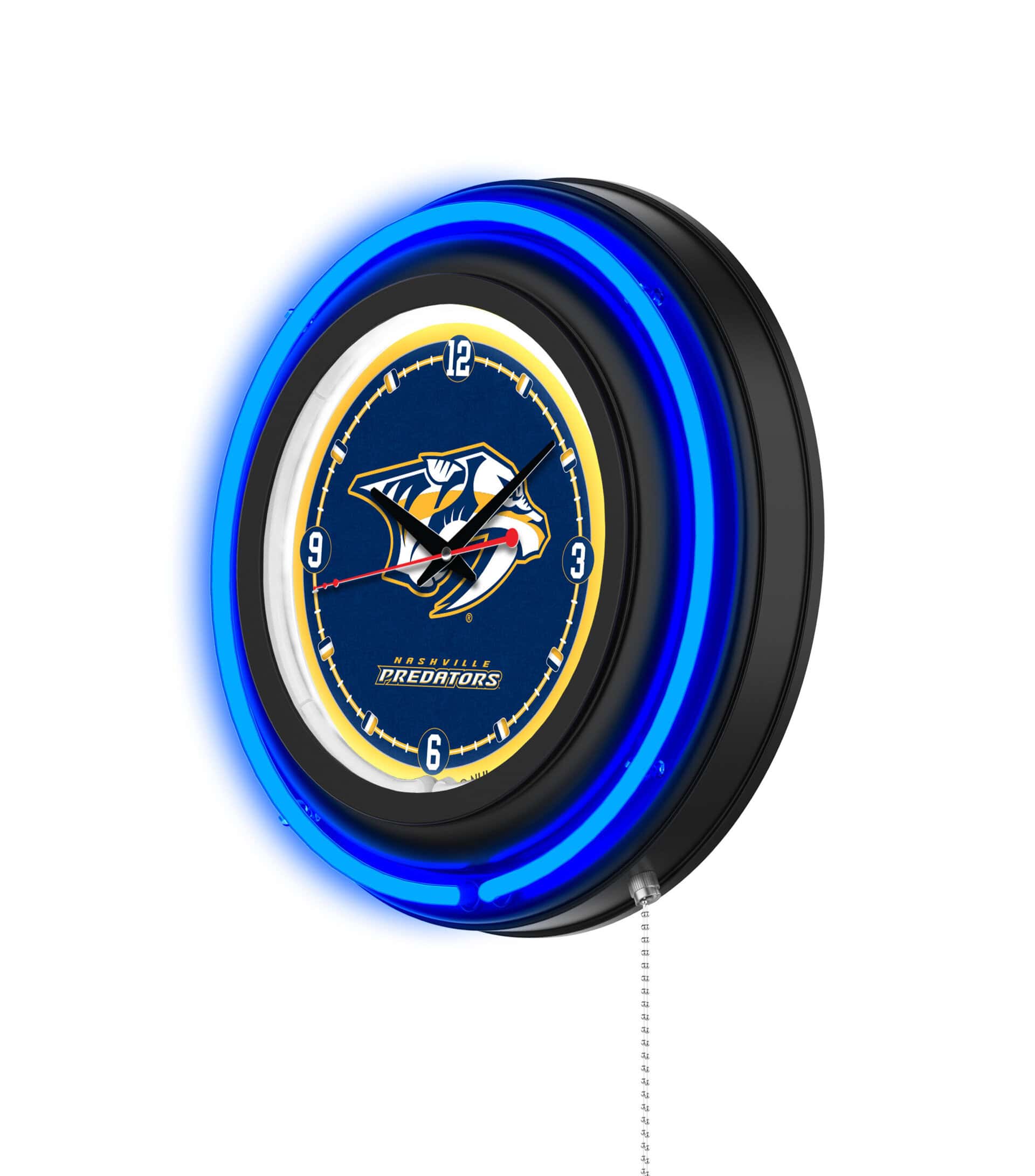 Nashville Predators 15-Inch Neon Logo Clock in Black