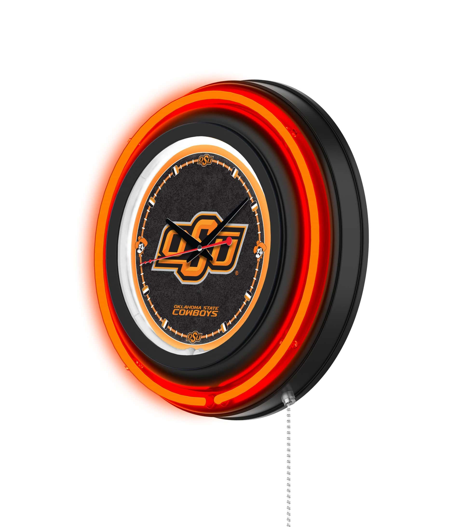 Oklahoma State University 15-Inch Neon Logo Clock in Black
